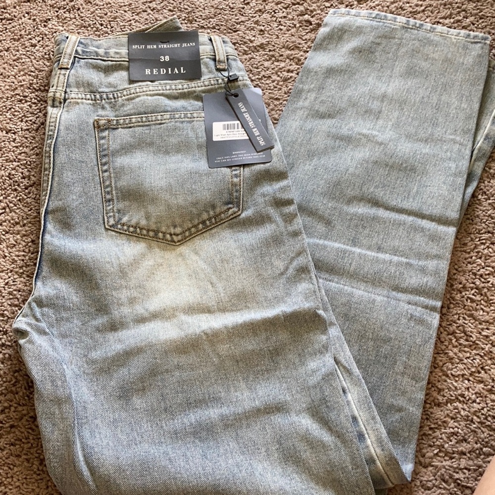 Light Wash Straight Leg Denim Jeans